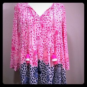 Lilly Pulitzer Blouse with Tassels Large